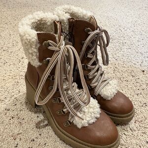 Brown Shearling Lace-Up Boots - Universal Thread (Target)
